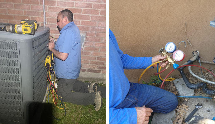 Collage of heating system installation and maintenance service