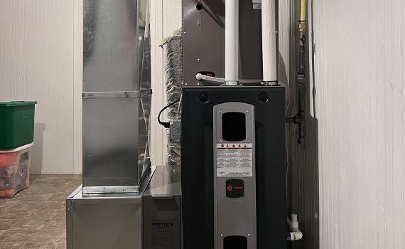 furnace installed in a basement