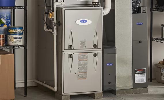 furnace in a basement