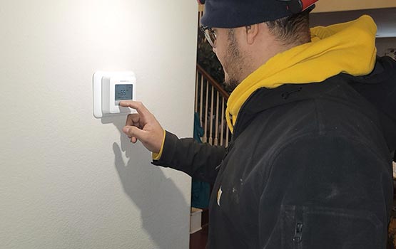 Our crew-mate replacing thermostat